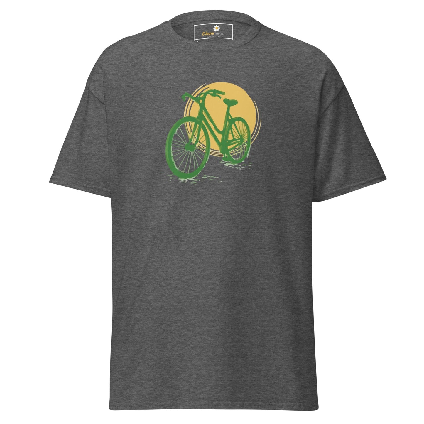 Gray T-shirt with bicycle graphic from T-SHIRT DESIGN TEE for Men and Women size S to XL