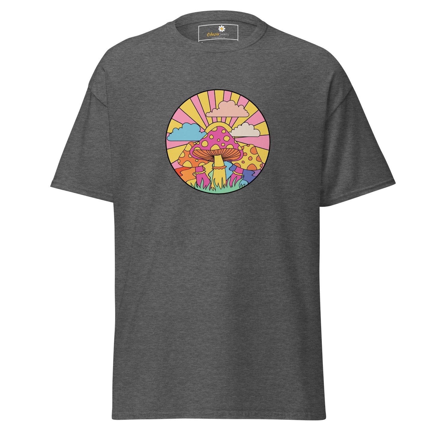 Unisex classic t-shirt - POSITIVE MYSTIC SUNNY MUSHROOMS - REGULAR - Dark Heather / S
