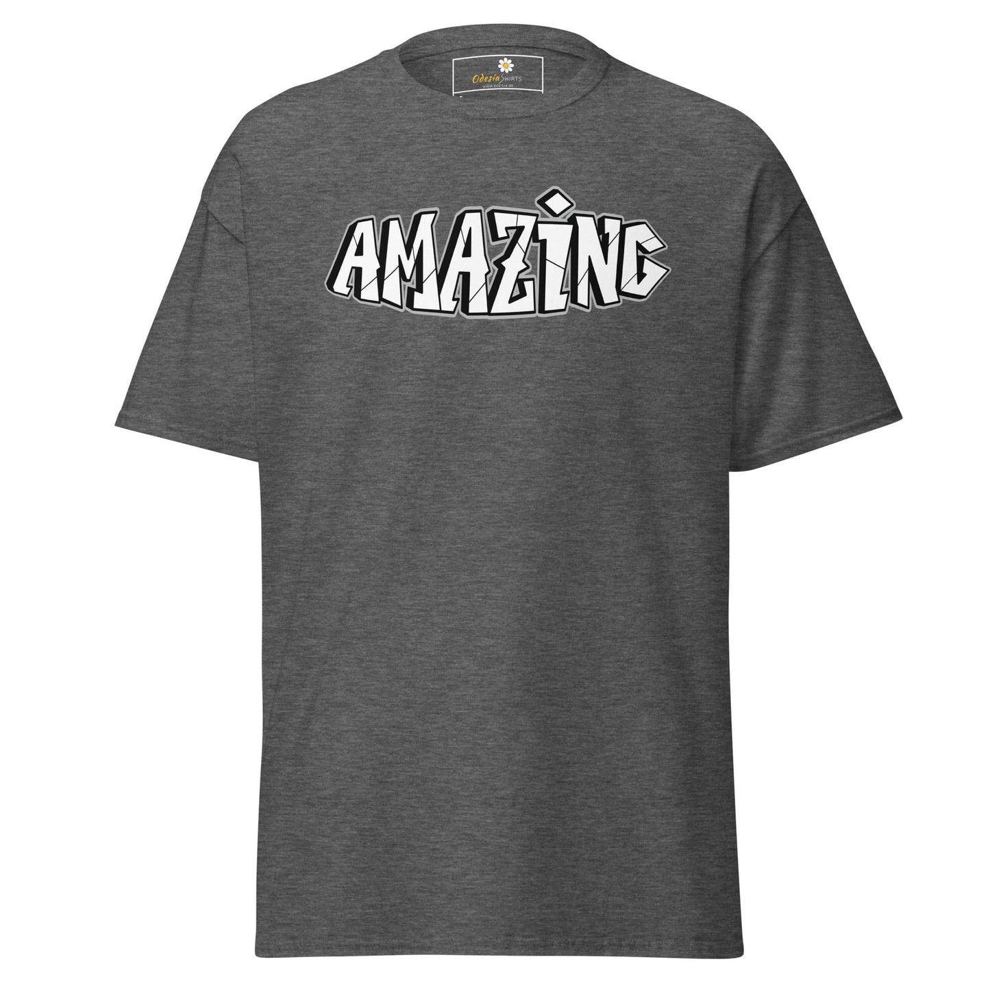 Unisex classic t-shirt - TEXT AMAZING - REGULAR - Dark Heather / S