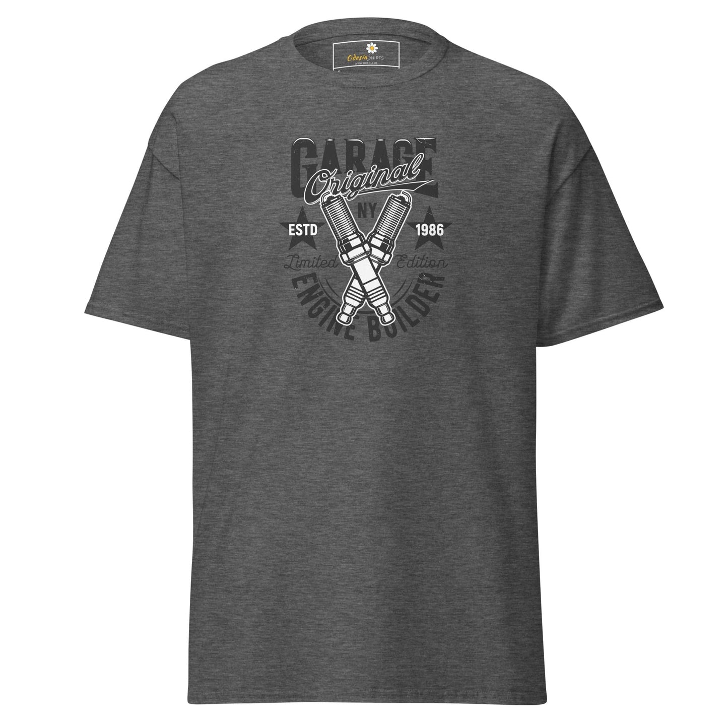 Unisex classic t-shirt - MOTOR GARAGE ENGINE BUILDER - REGULAR - Dark Heather / S