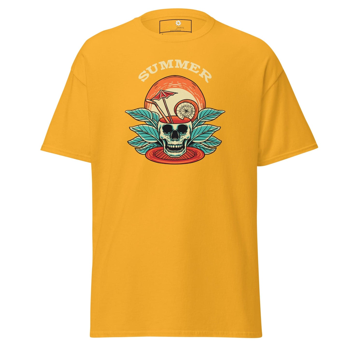 Unisex classic t-shirt - SKULL SUMMER DRINK - REGULAR - Gold / S