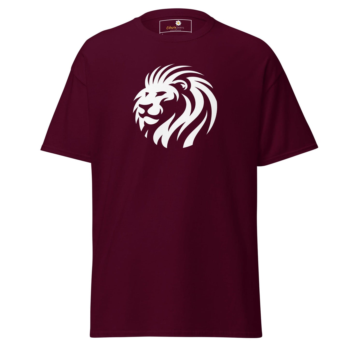 Unisex classic t-shirt - WILD LIFE LION HEAD CIRCLE - REGULAR - Maroon / S