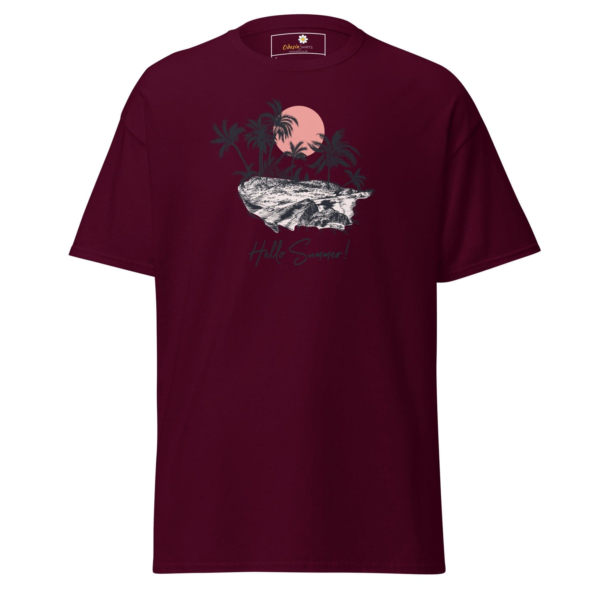 Maroon Tropical Graphic T-Shirt for Men and Women, Available in Sizes S to XL