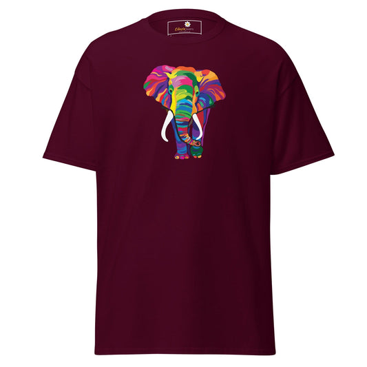 Unisex classic t-shirt - WILD LIFE ELEPHANT COLORFUL - REGULAR - Maroon / S