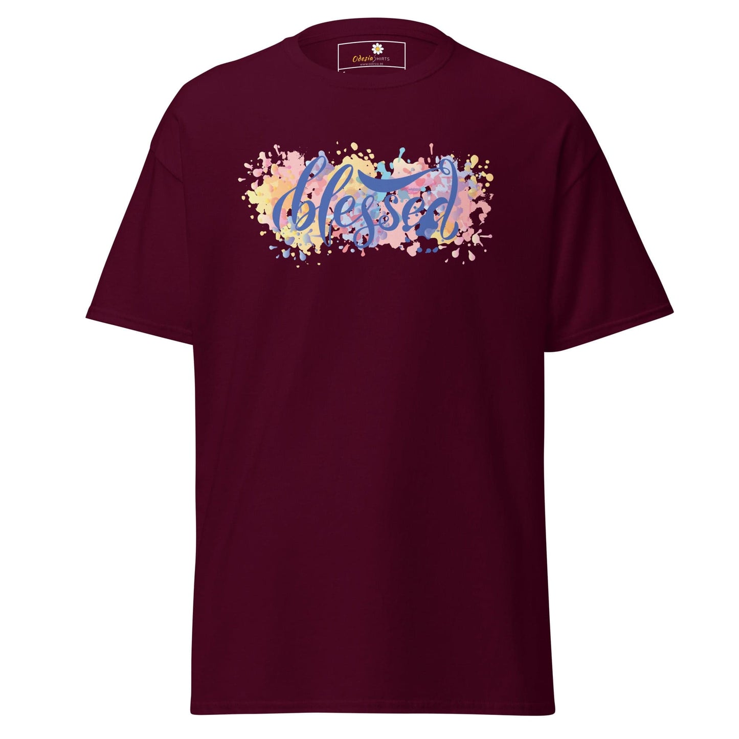 Unisex classic t-shirt - SPIRITUAL TEXT BLESSED - REGULAR - Maroon / S