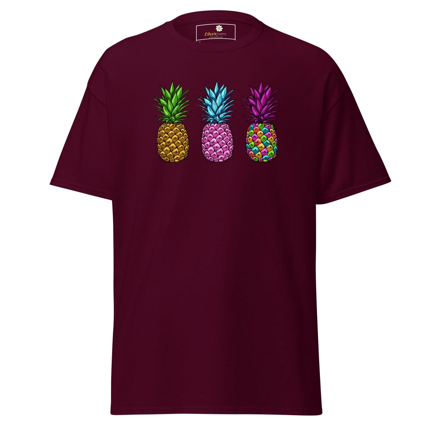Unisex classic t-shirt - ORGANIC FRUIT PINEAPPLE COLORS - REGULAR - Maroon / S