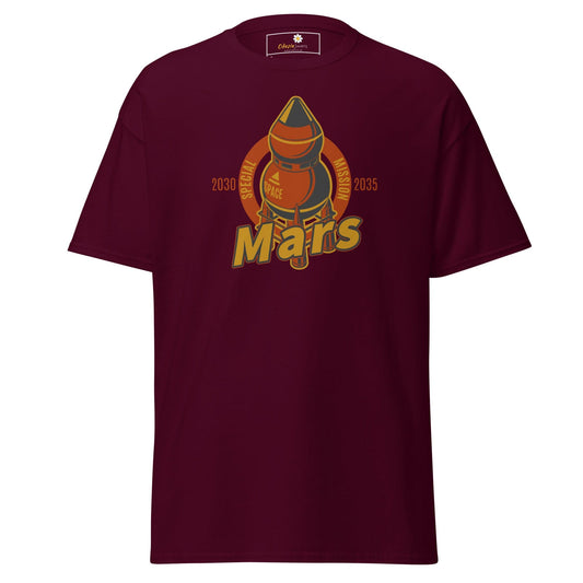 Unisex classic t-shirt - SPACE MARS TRAVEL - REGULAR - Maroon / S