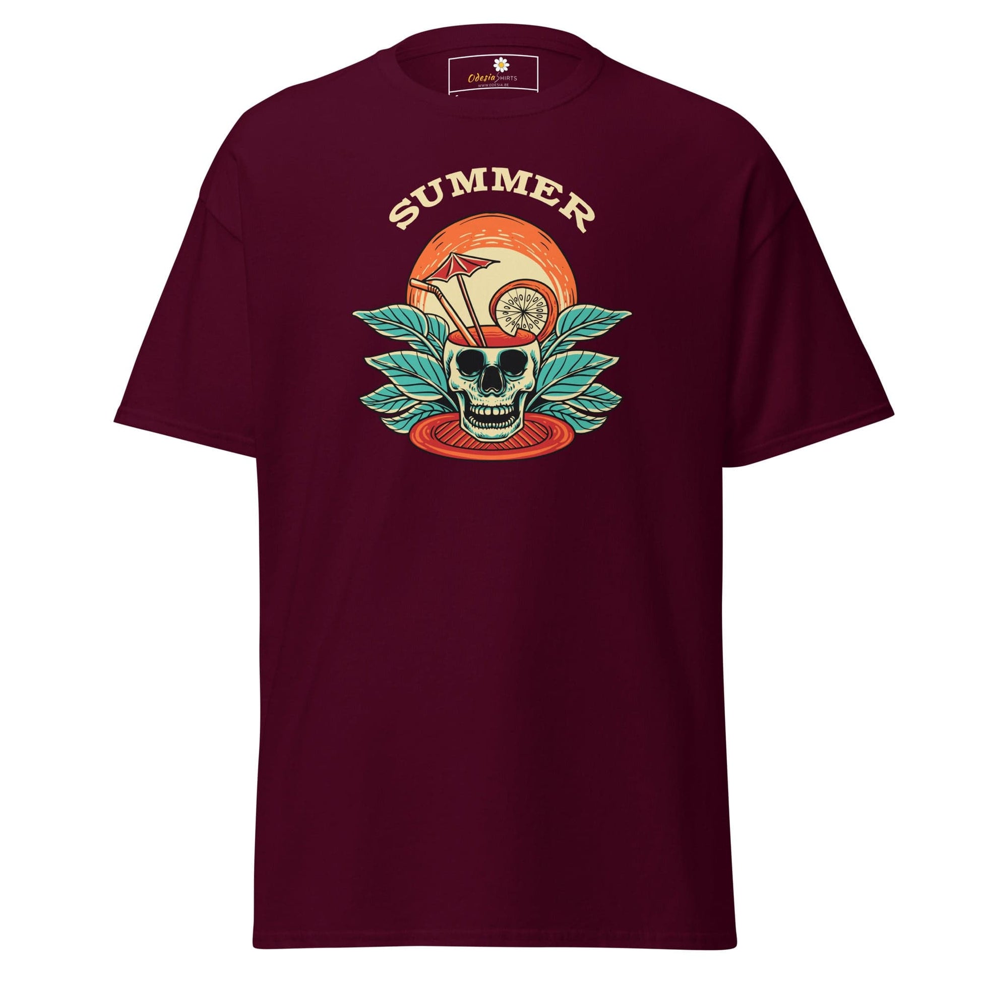 Unisex classic t-shirt - SKULL SUMMER DRINK - REGULAR - Maroon / S