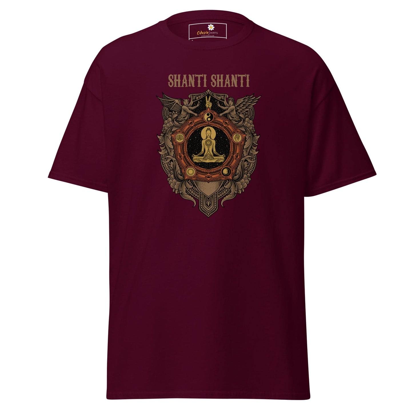Unisex classic t-shirt - SPIRITUAL SHANTI SHANTI - REGULAR - Maroon / S