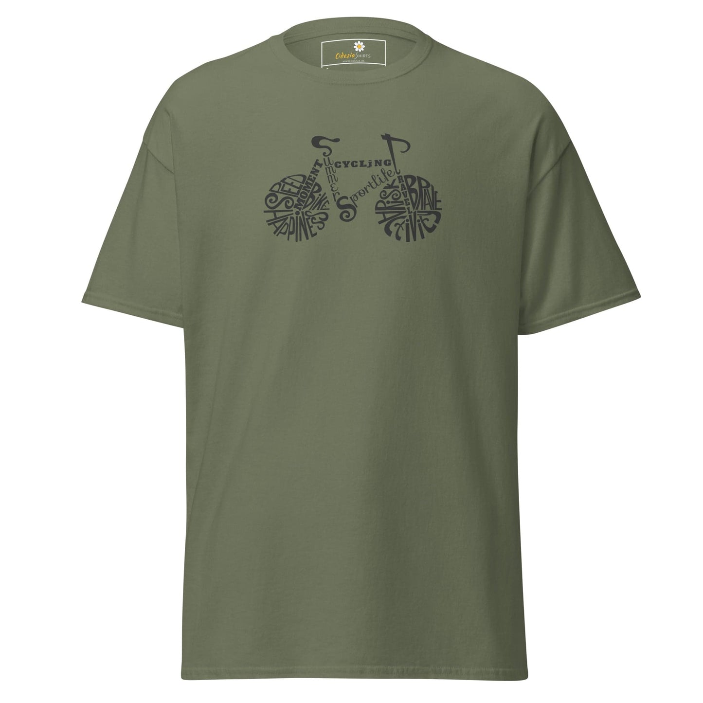 Unisex classic t-shirt - SPORT DRAWING BIKE - REGULAR - Military Green / S