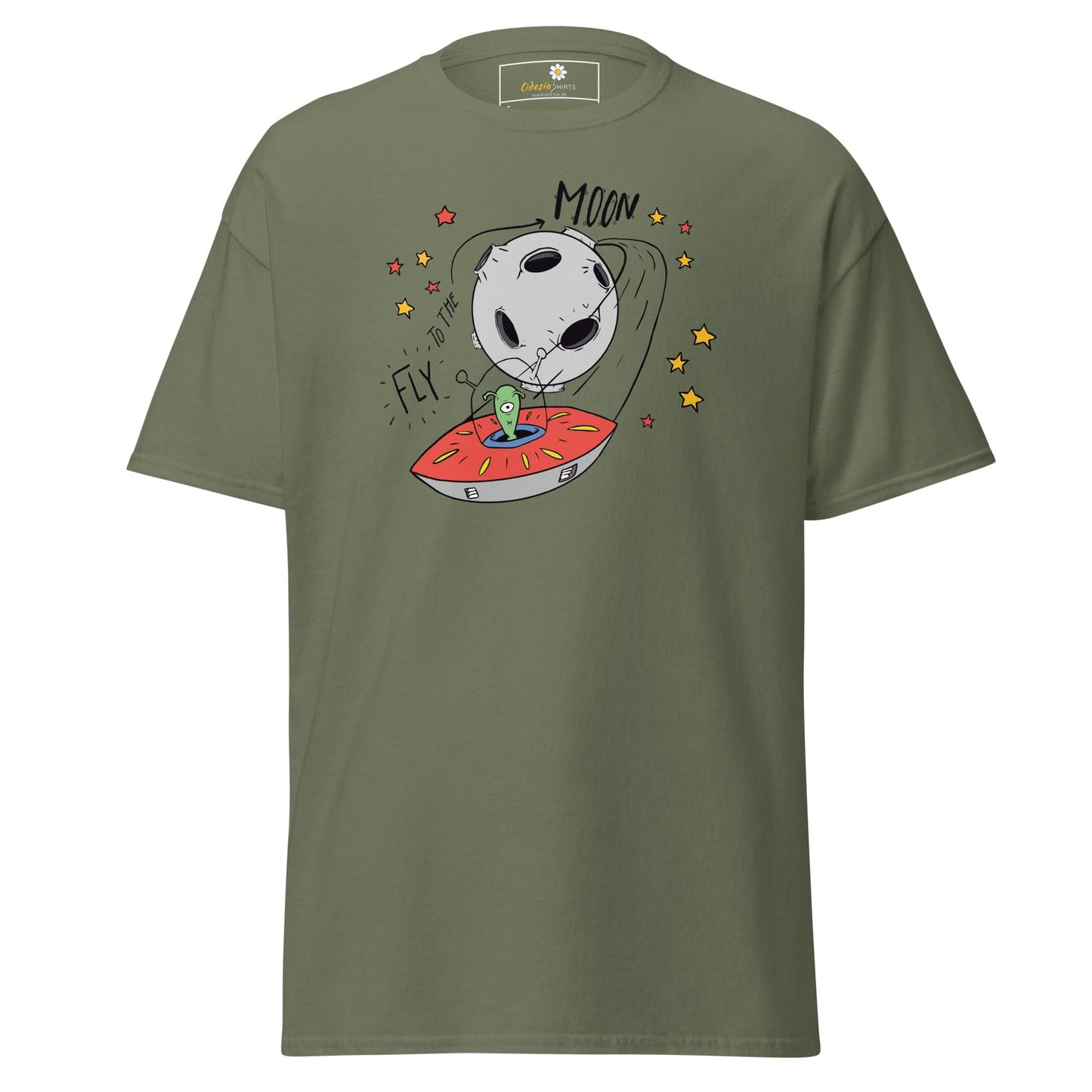 Unisex classic t-shirt - SPACE ALIEN MOON - REGULAR - Military Green / S