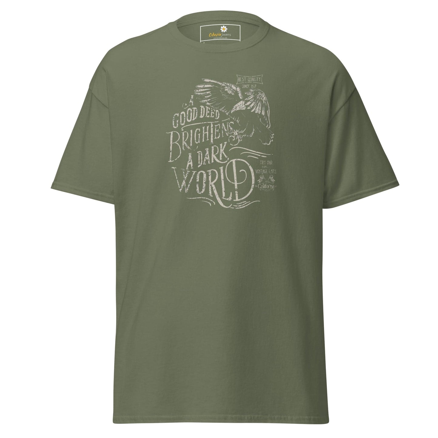 Olive green T-shirt displayed in T-SHIRT DESIGN TEE for men and women sizes S to XL