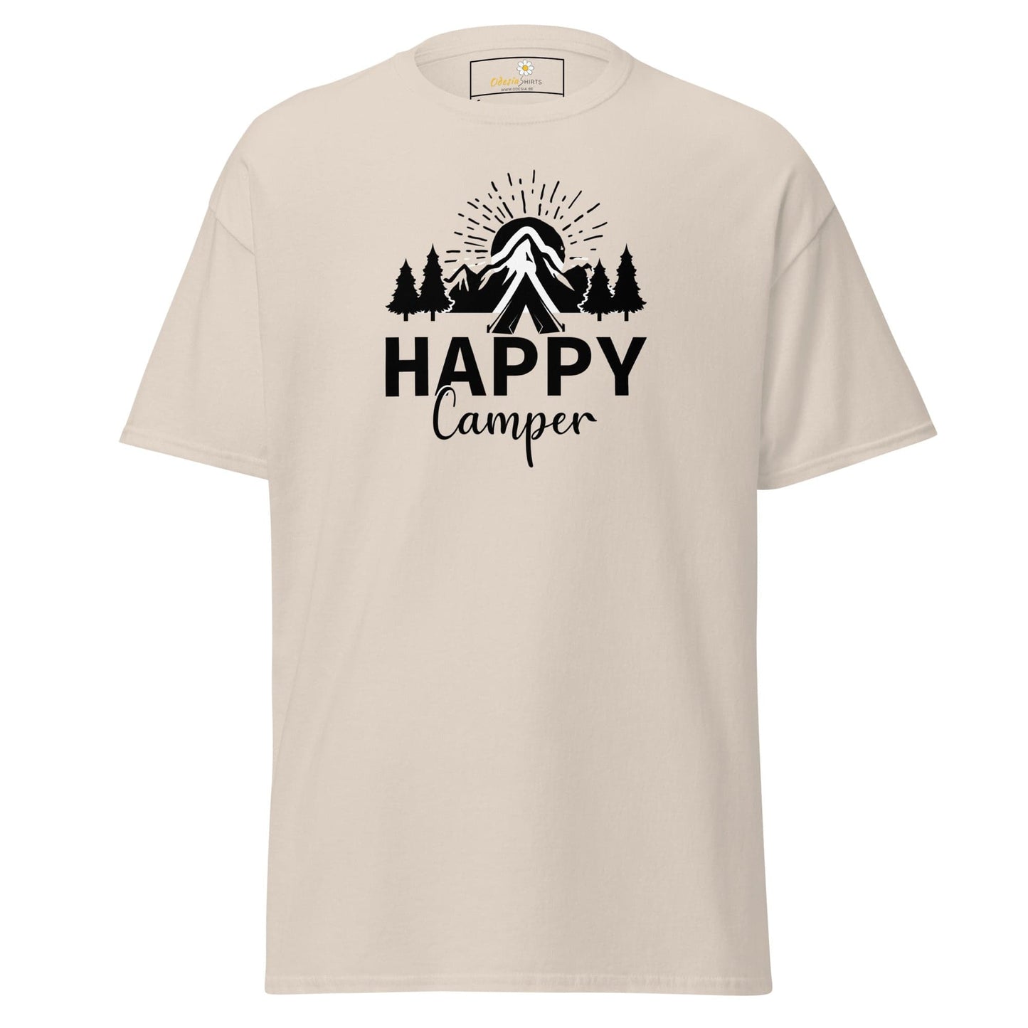 Beige T-shirt with Happy Camper graphic from T-SHIRT DESIGN TEE MAN WOMAN S-XL