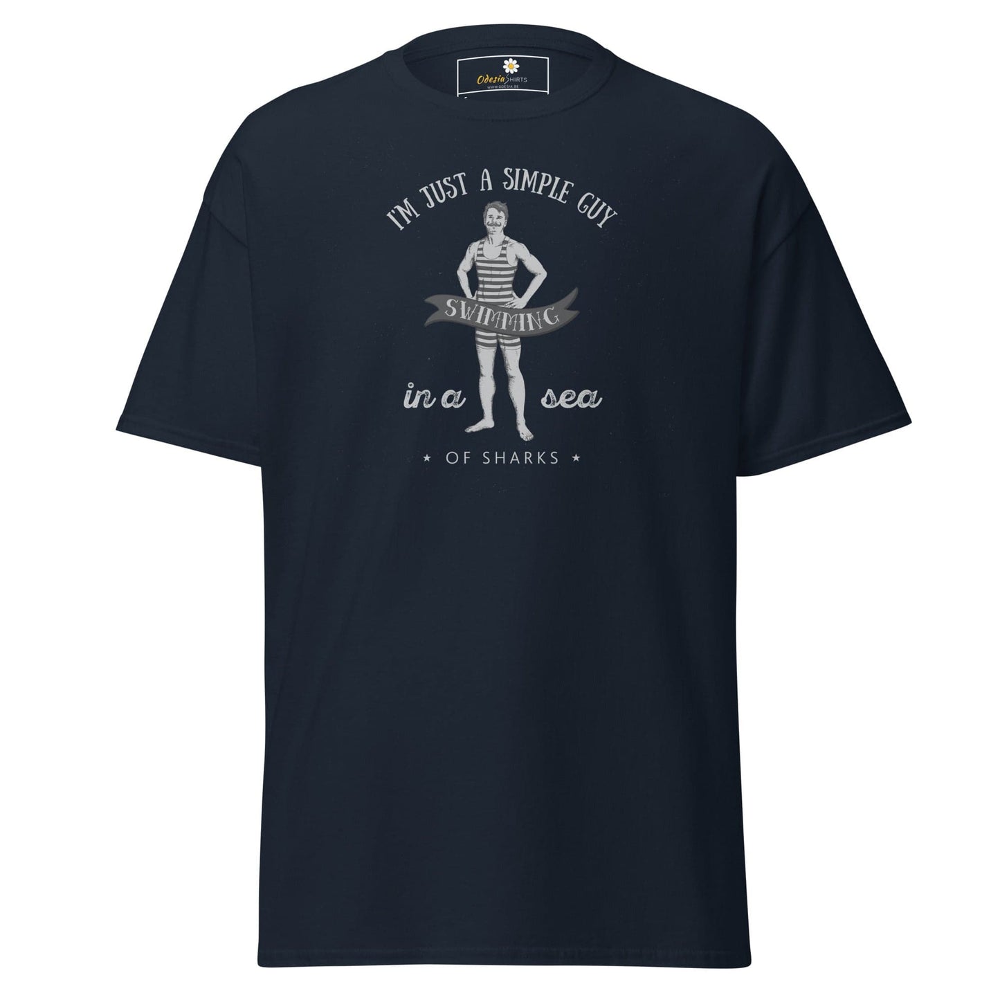 Unisex classic t-shirt - FUN SIMPLE GUY SEA SHARKS - REGULAR - Navy / S
