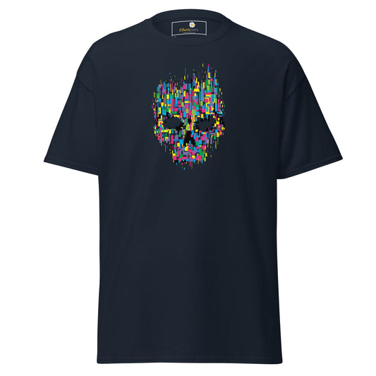 Unisex classic t-shirt - SKULL COLORFUL CUBES - REGULAR - Navy / S