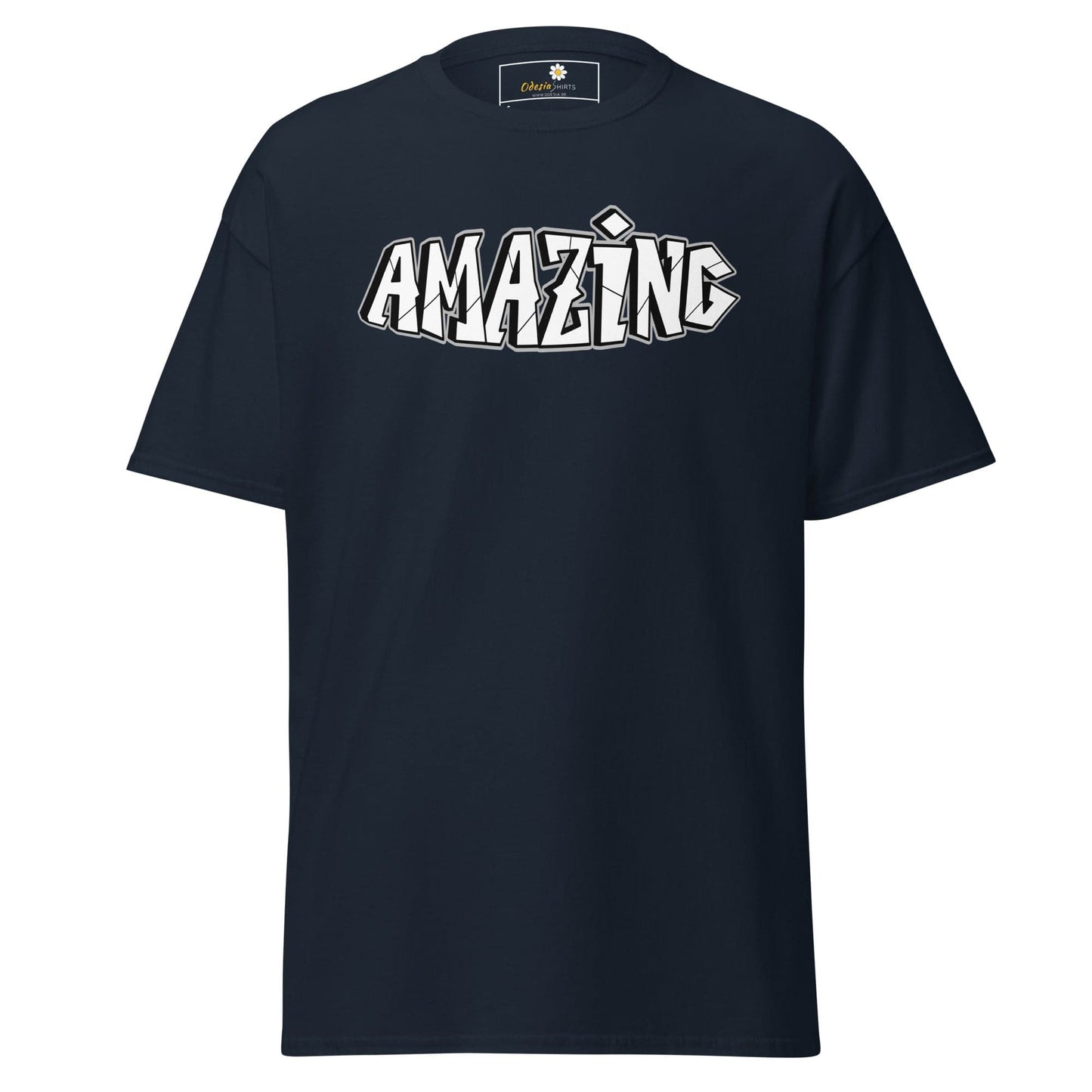 Unisex classic t-shirt - TEXT AMAZING - REGULAR - Navy / S