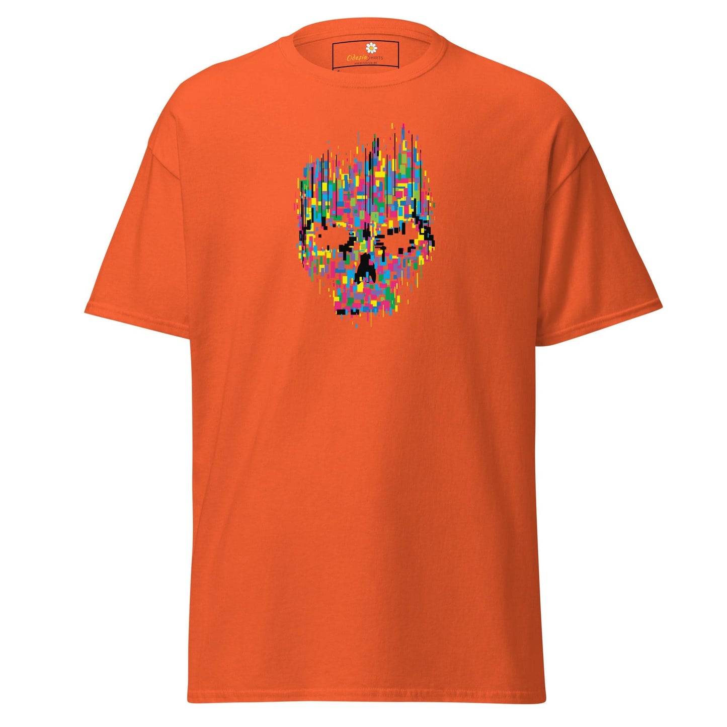 Unisex classic t-shirt - SKULL COLORFUL CUBES - REGULAR - Orange / S