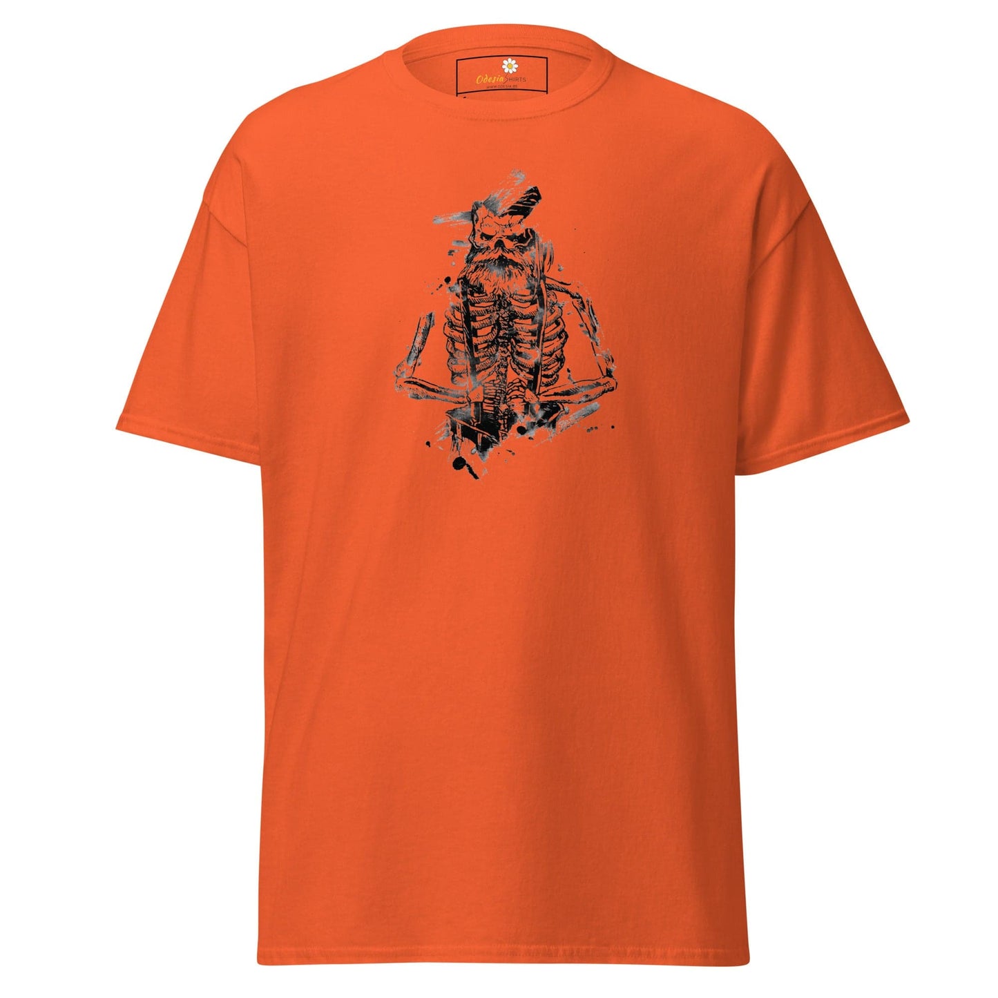 Unisex classic t-shirt - SKULL OLD GUY - REGULAR - Orange / S