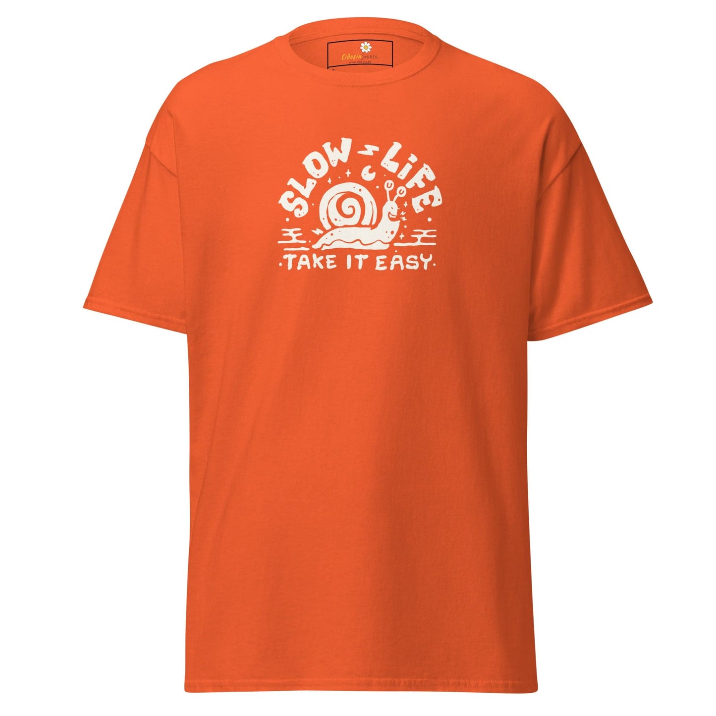 Unisex classic t-shirt - FUN SLOW LIFE EASY - REGULAR - Orange / S