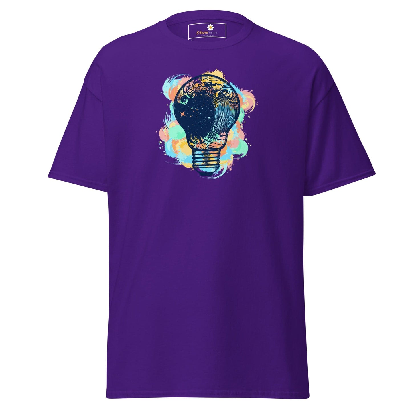 Purple T-shirt with lightbulb graphic from T-SHIRT DESIGN TEE for Men and Women, S to XL