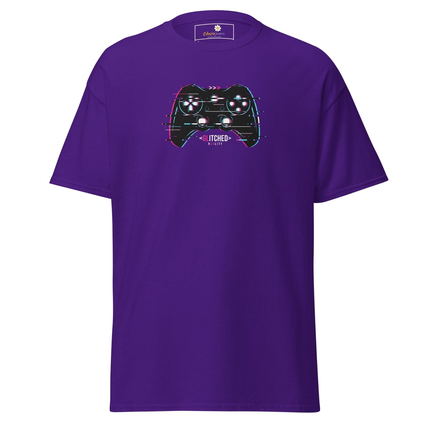 Purple T-shirt with controller graphic for Men and Women in S to XL sizes