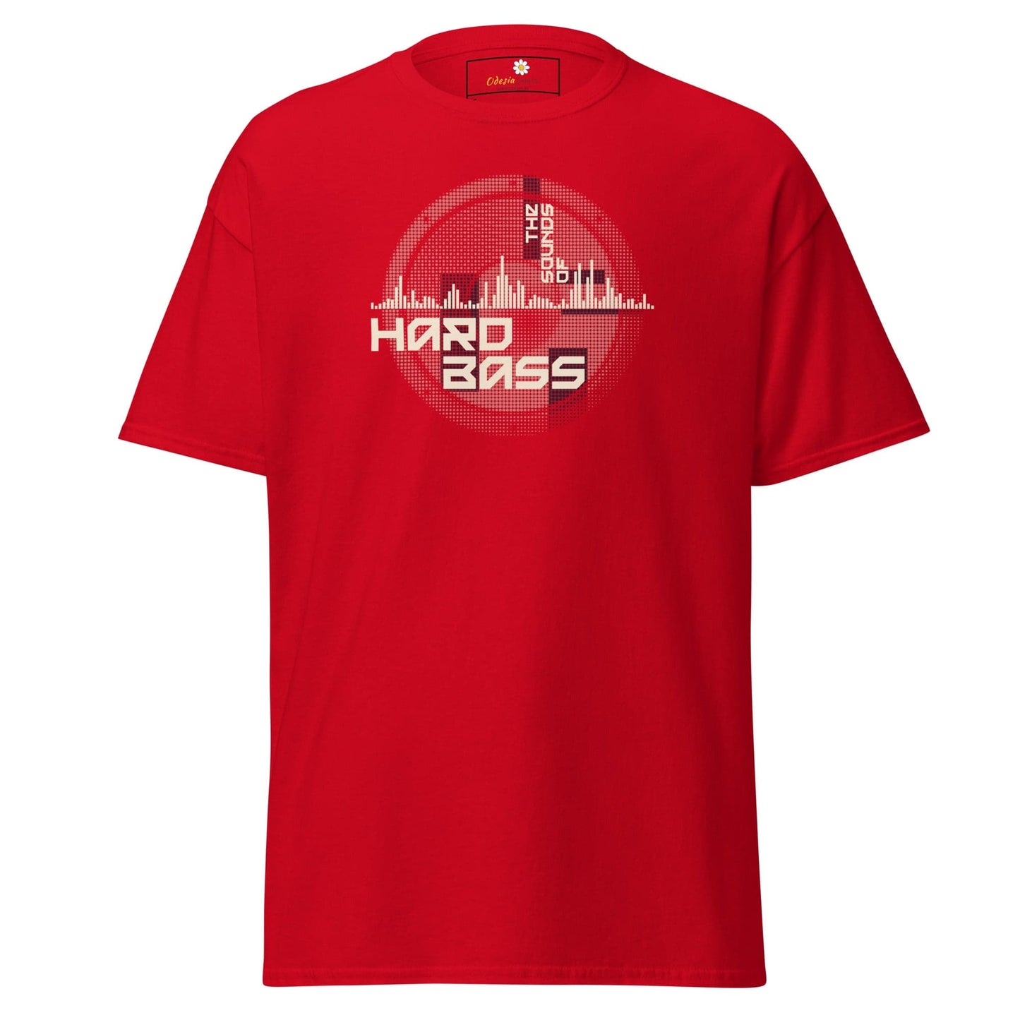 Red graphic T-shirt for men and women in sizes S to XL, stylish and comfortable