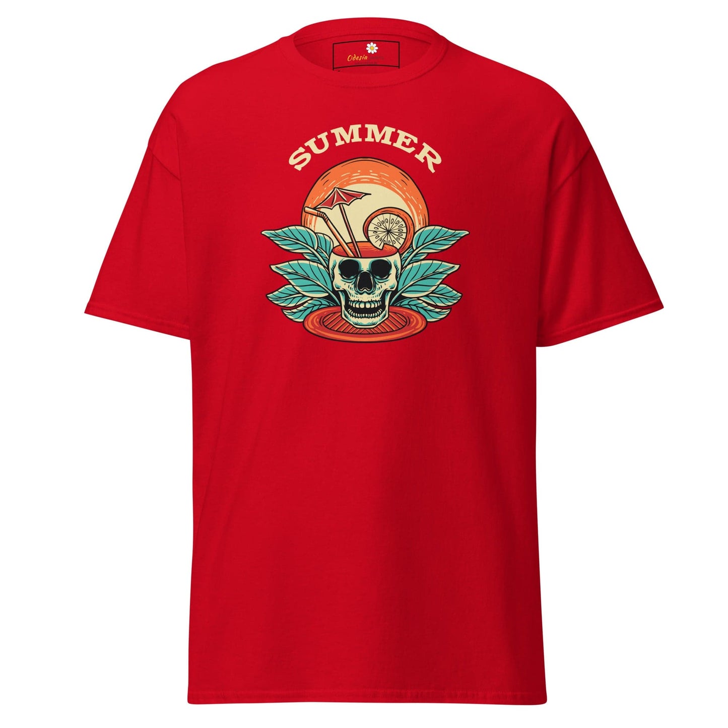 Unisex classic t-shirt - SKULL SUMMER DRINK - REGULAR - Red / S