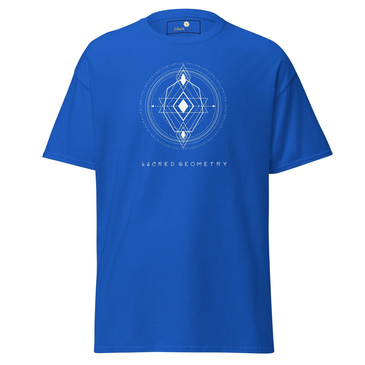 Blue T-shirt with geometric design from T-SHIRT DESIGN TEE for Men and Women