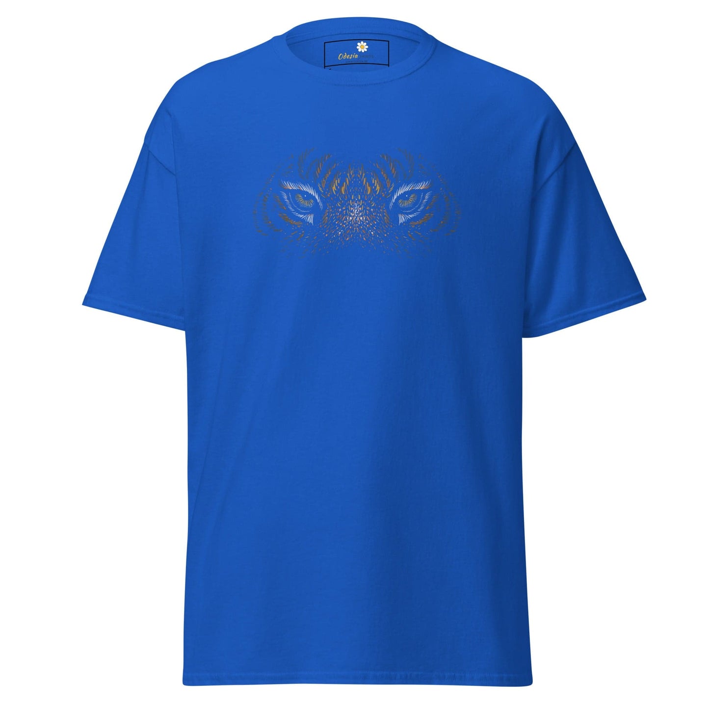 Blue T-shirt with animal eyes design for men and women in sizes S to XL