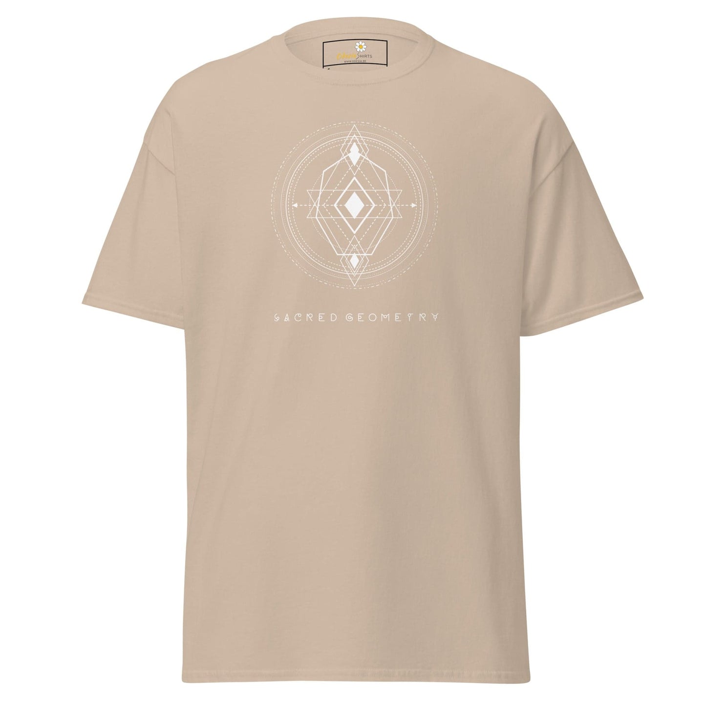 Beige T-Shirt with geometric design, suitable for men and women, available in sizes S to XL