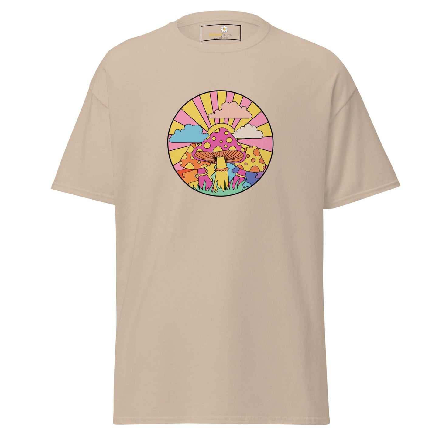 Unisex classic t-shirt - POSITIVE MYSTIC SUNNY MUSHROOMS - REGULAR - Sand / S