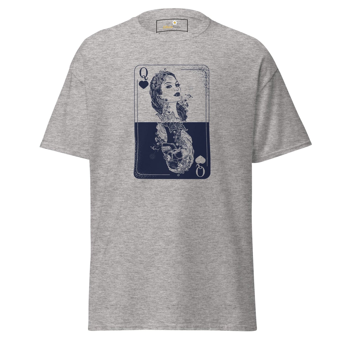 Gray T-shirt with playing card graphic from T-SHIRT DESIGN TEE collection for men and women