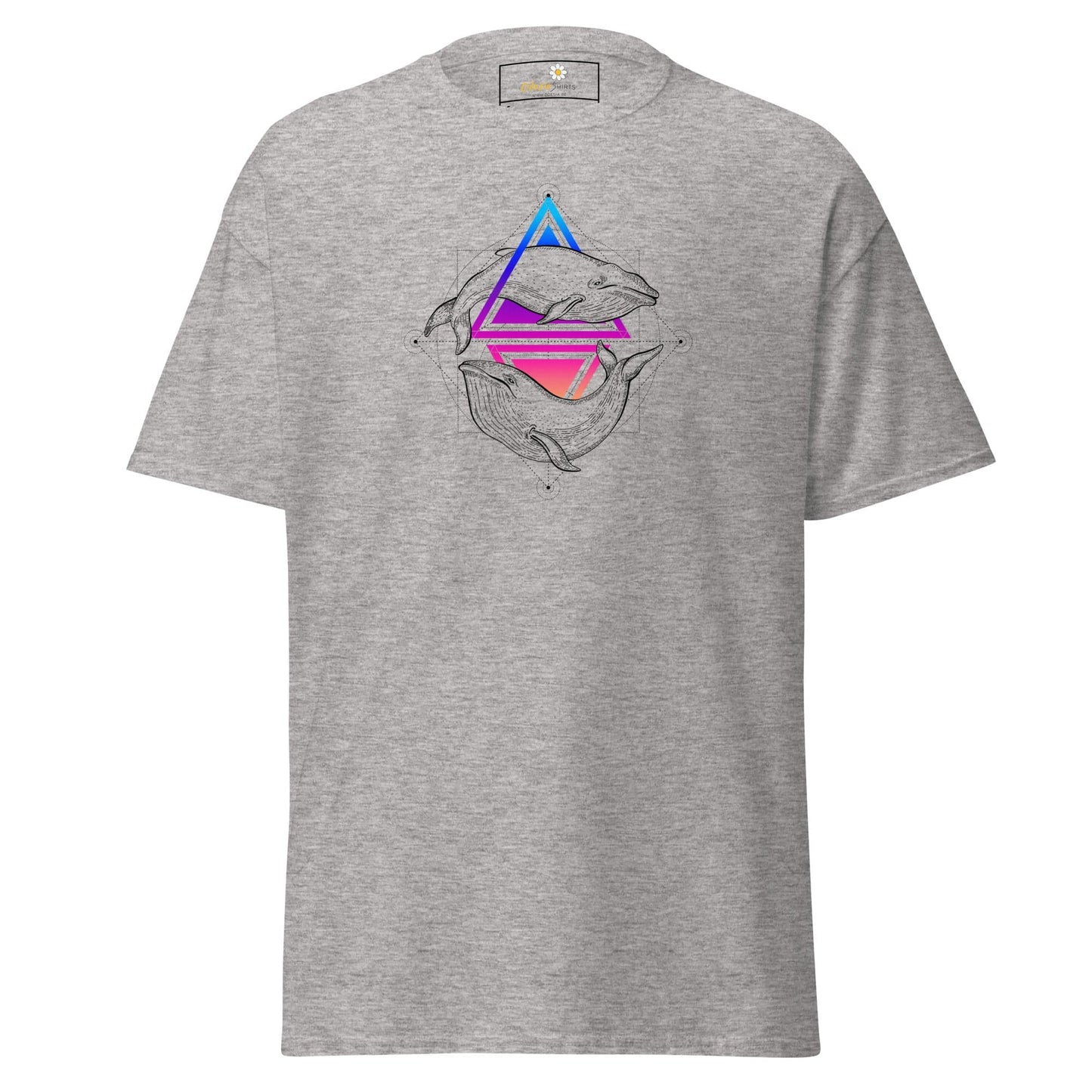 Gray T-shirt with whale design from T-SHIRT DESIGN TEE for Men and Women in S to XL
