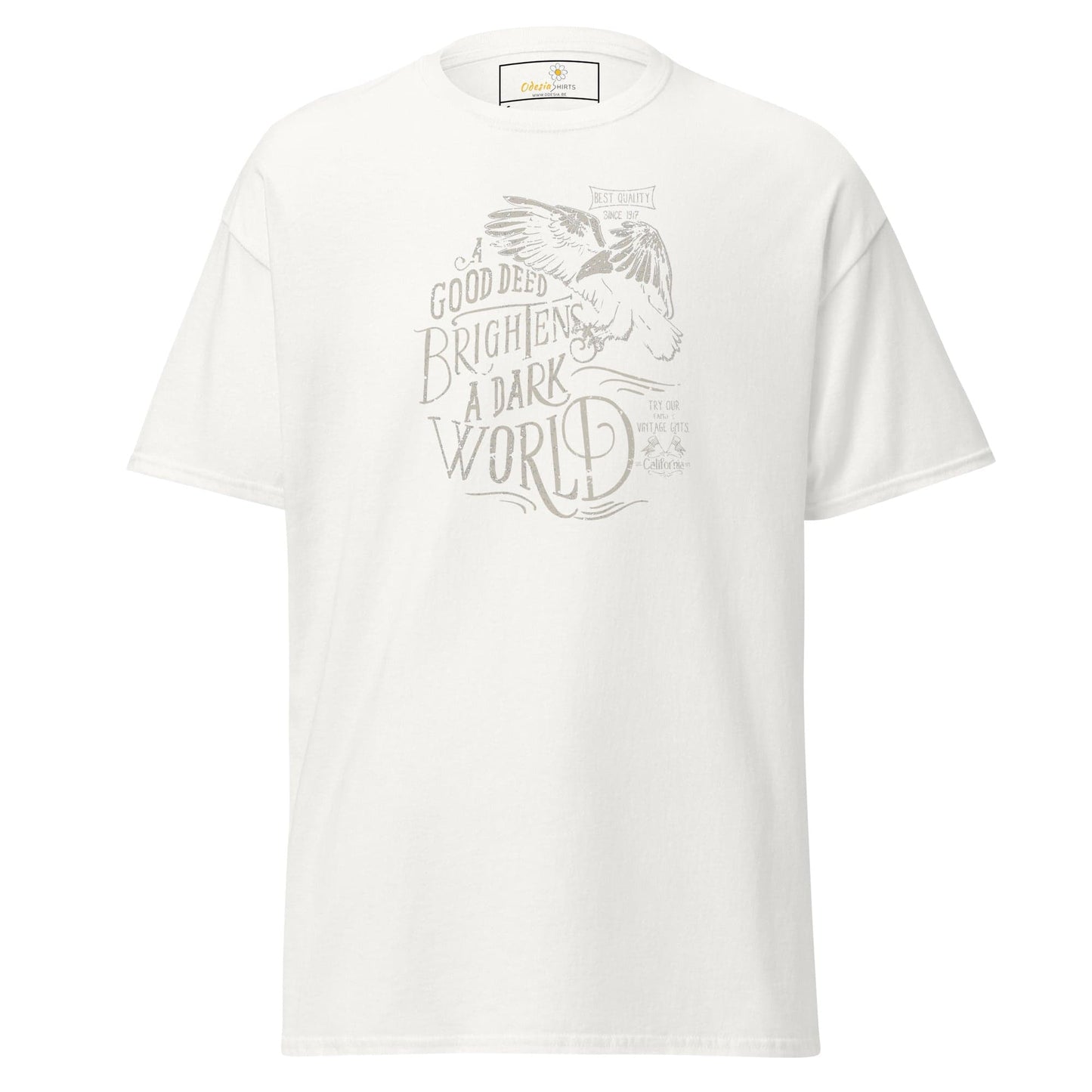 White graphic T-shirt for men and women available in sizes S to XL