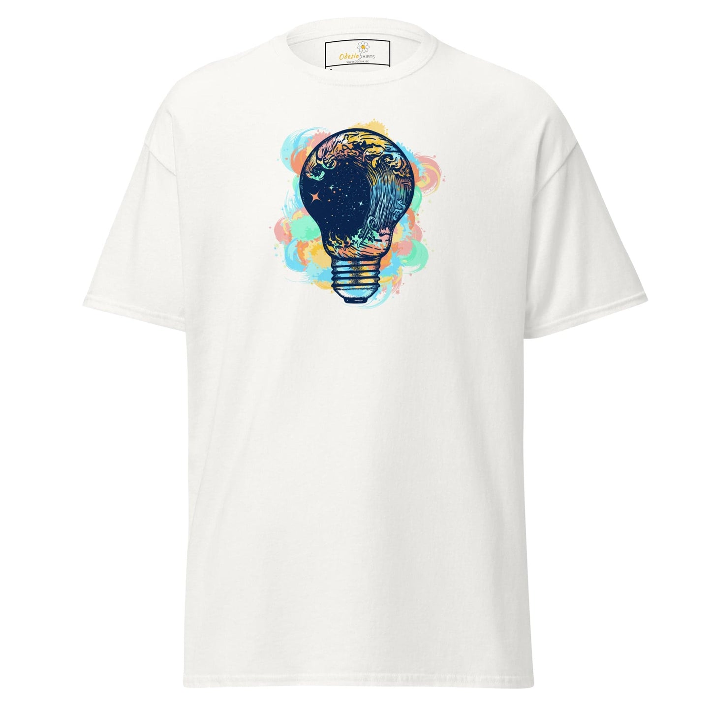 White T-shirt with lightbulb design from T-SHIRT DESIGN TEE for Man and Woman in S to XL