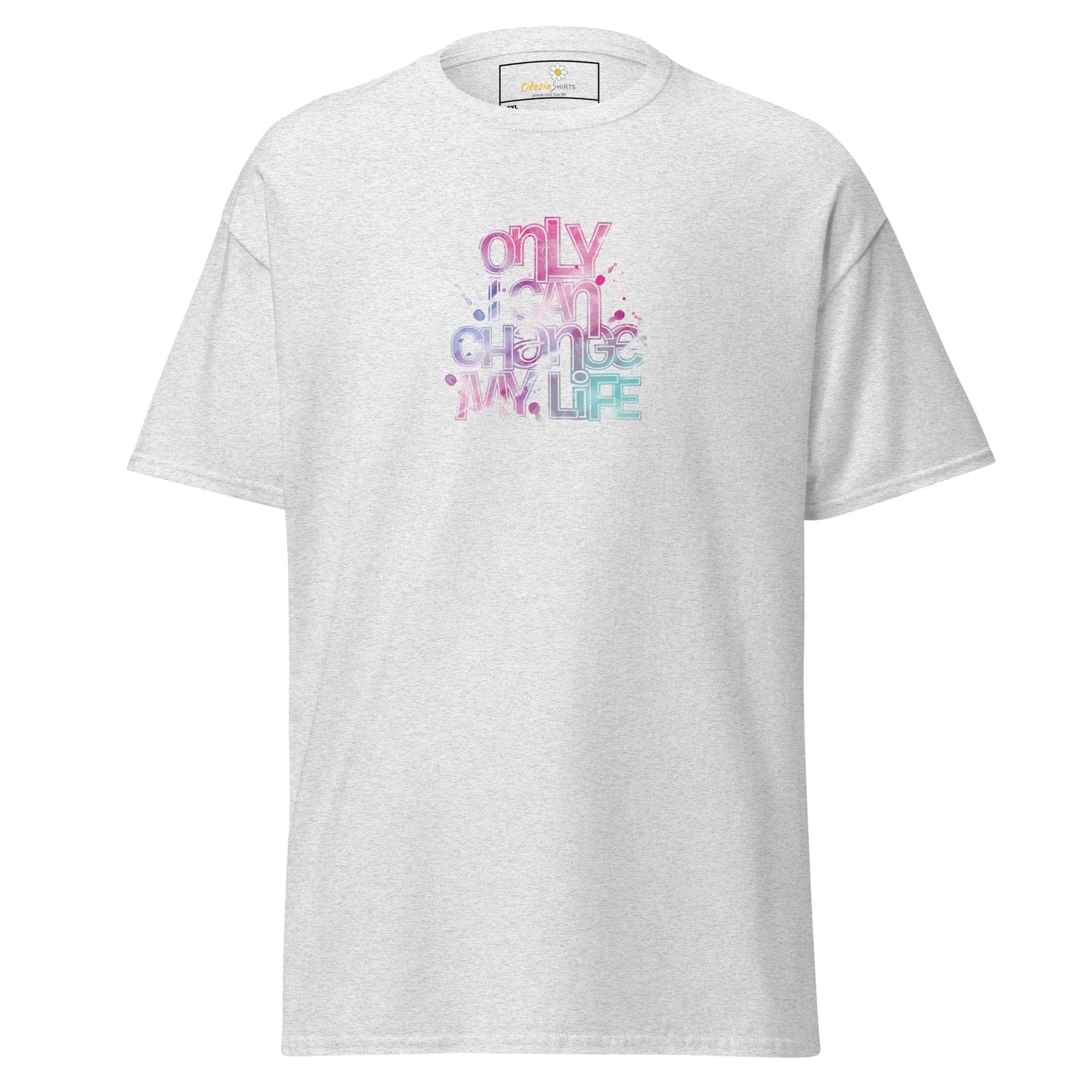 White T-shirt with colorful text design for Men and Women in size 2XL to 5XL