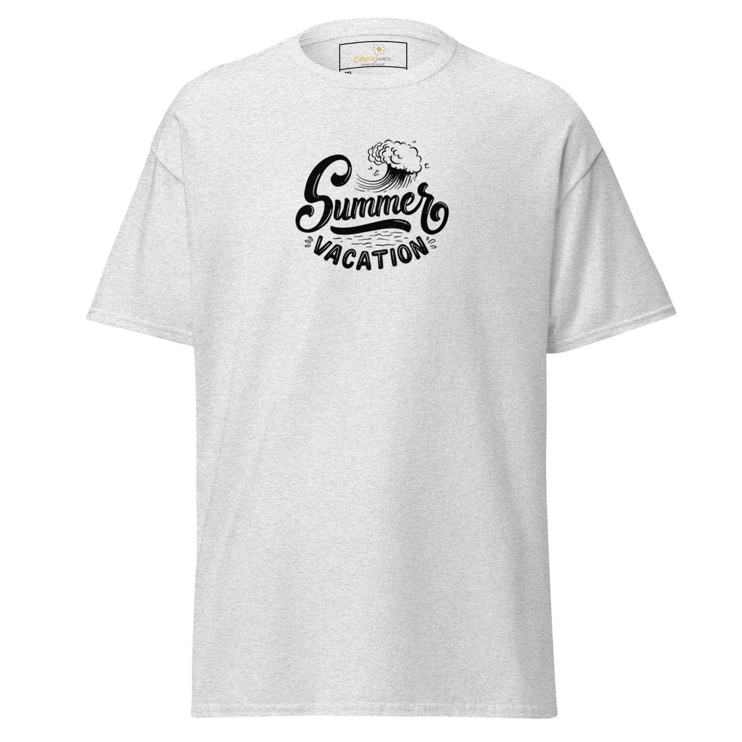 White T-shirt with Summer Vacation graphic, available in Men and Women sizes 2XL to 5XL