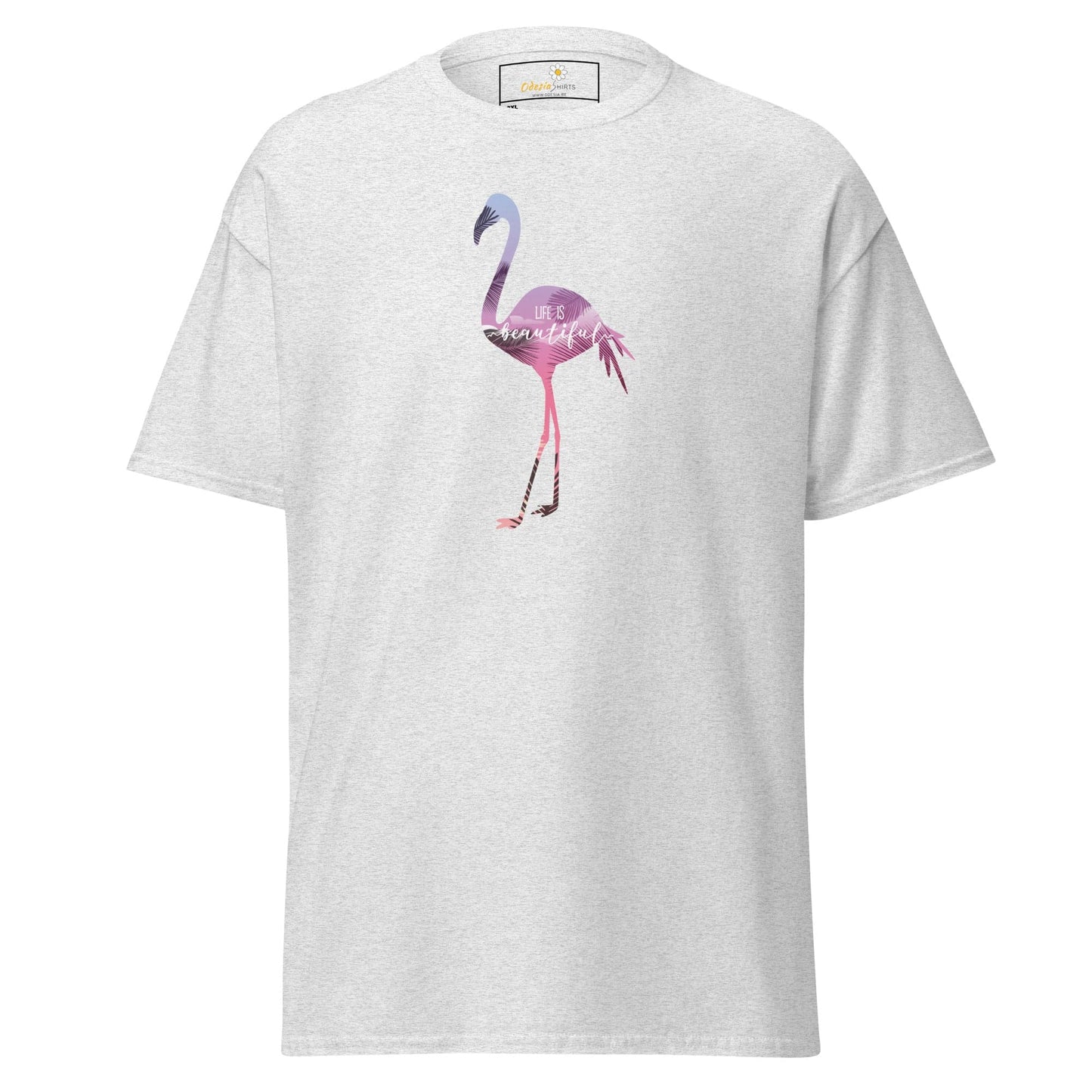 White T-shirt with flamingo design for men and women in 2XL to 5XL sizes