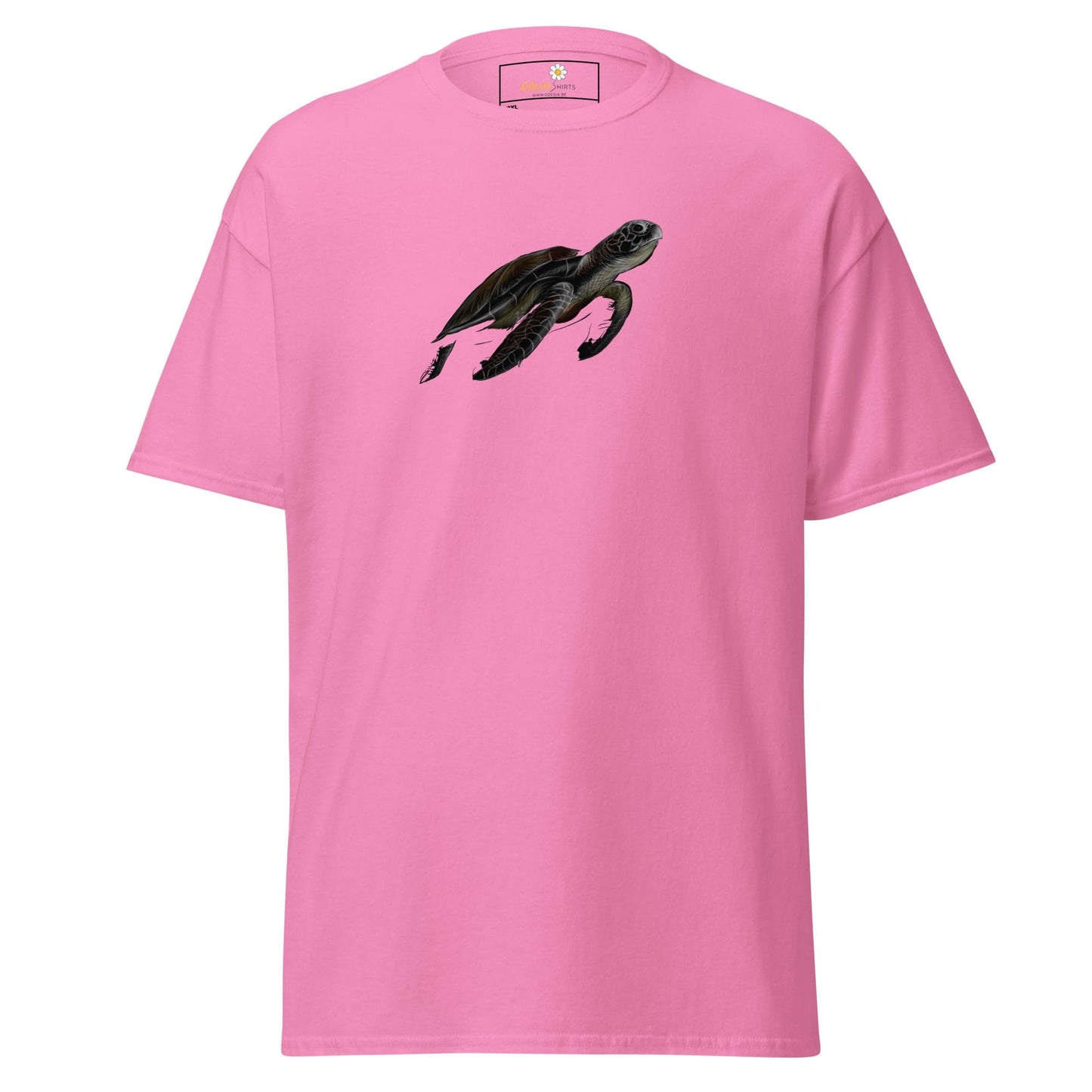 Pink T-shirt with turtle graphic for Men and Women in 2XL to 5XL sizes