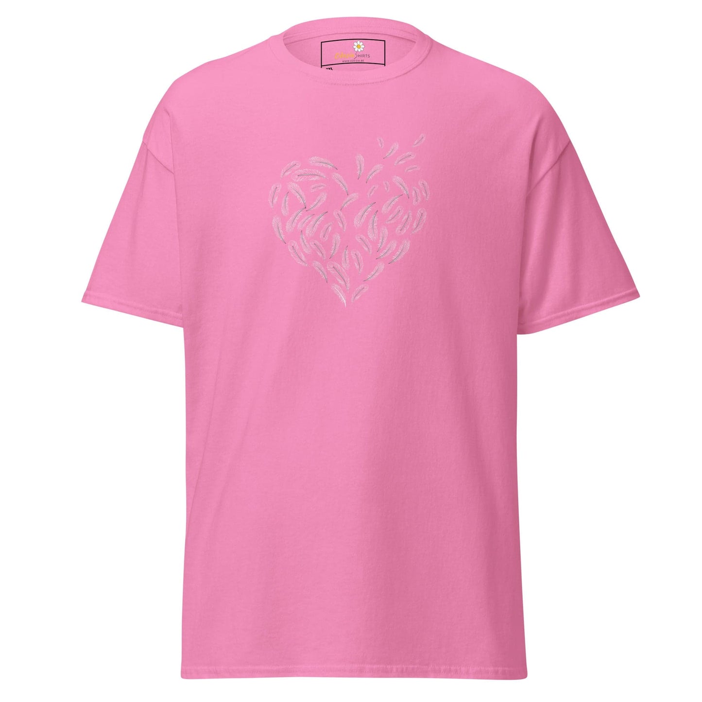 Pink T-shirt with heart design for men and women in 2XL to 5XL sizes