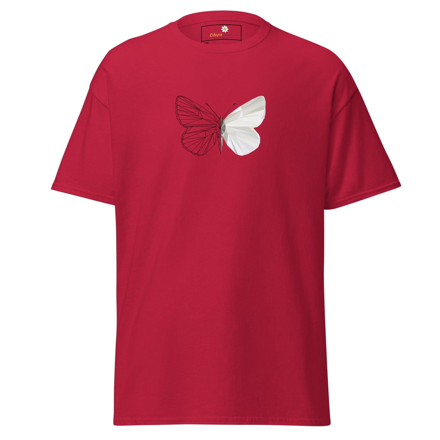 Red T-shirt with butterfly design from T-SHIRT DESIGN TEE for Men and Women in 2XL to 5XL