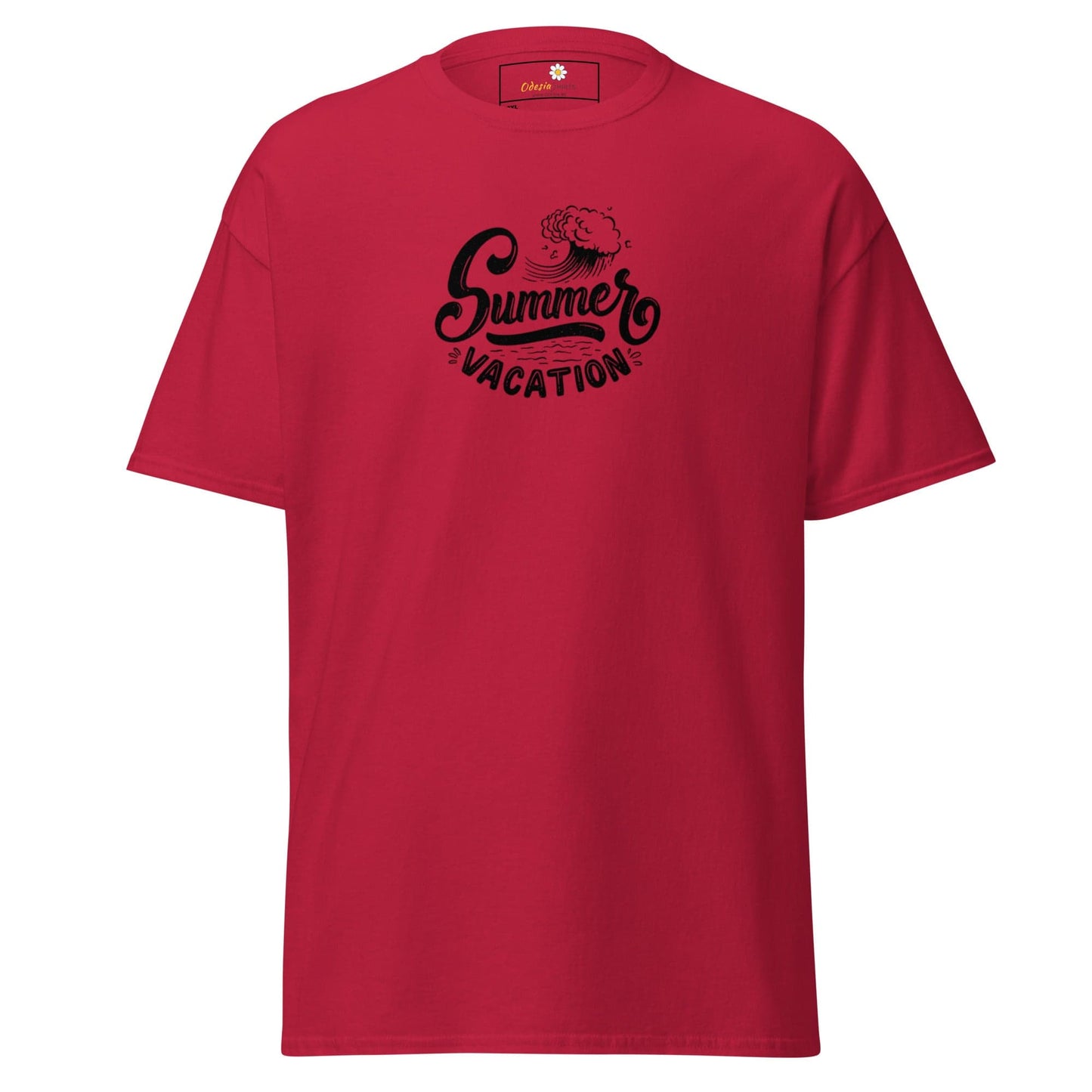 Red T-shirt with Summer Vacation graphic for Men and Women in 2XL to 5XL sizes