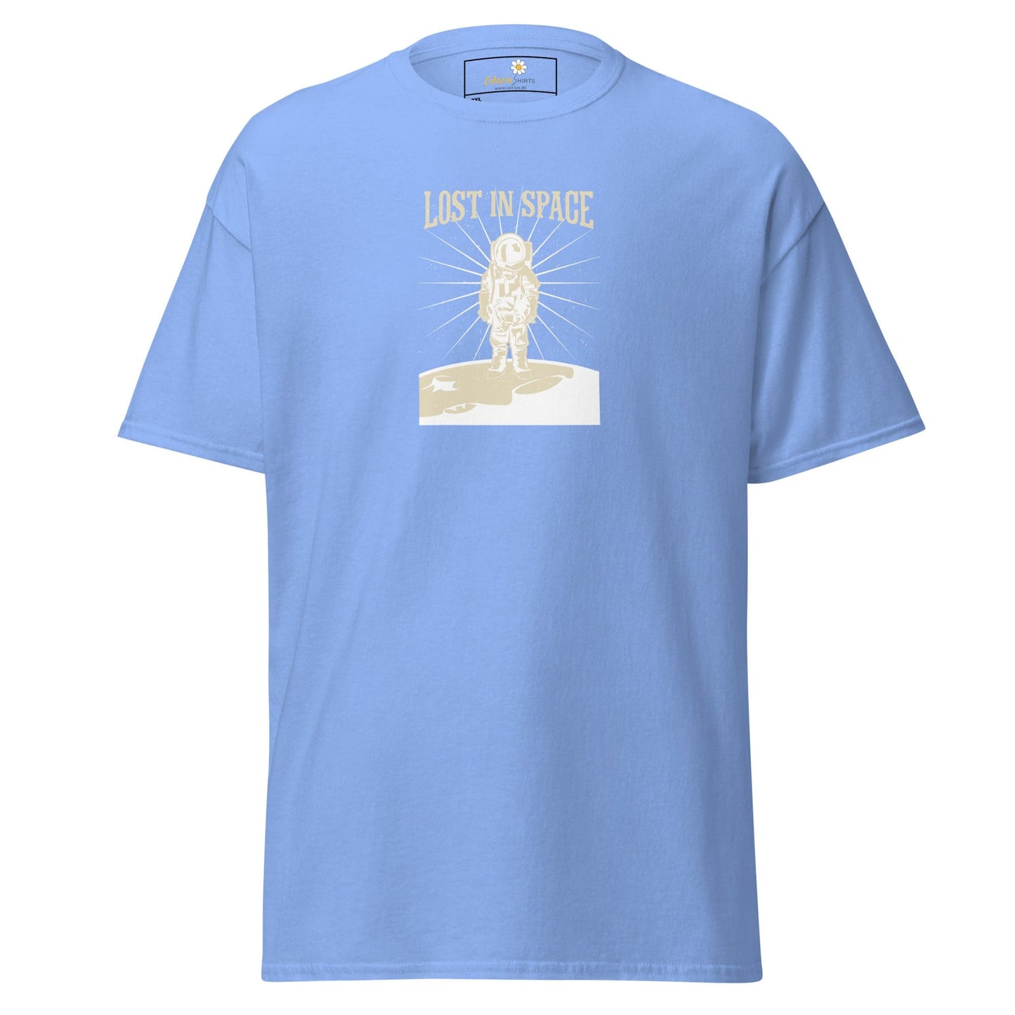 Light blue T-shirt with astronaut graphic for Men and Women, available in 2XL to 5XL sizes