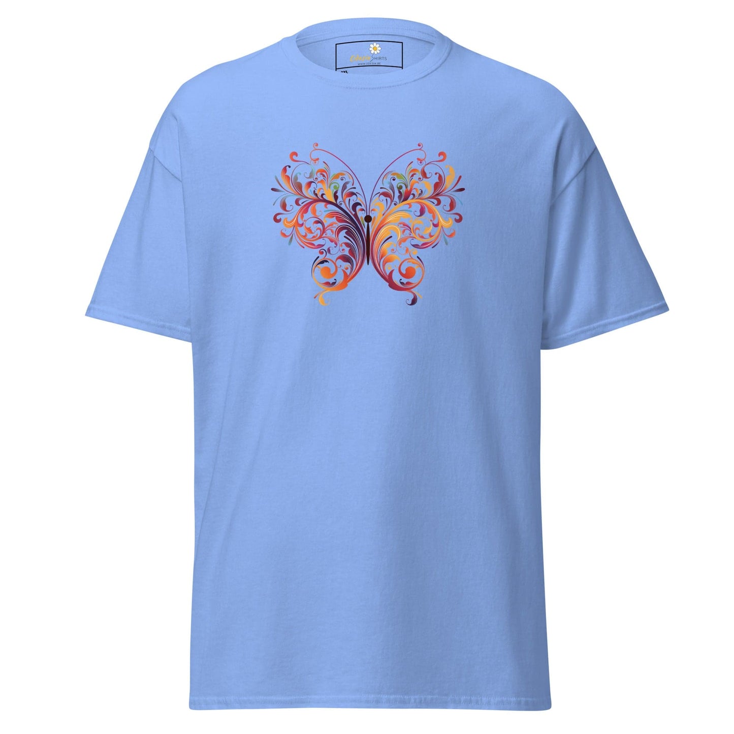 Light blue T-shirt with butterfly design from T-SHIRT DESIGN TEE for men and women