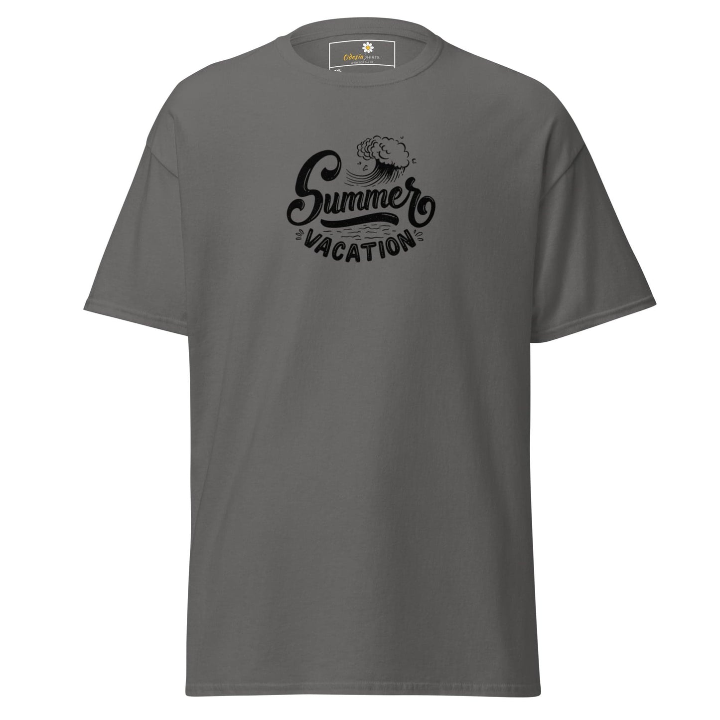 Gray T-shirt with Summer Vacation graphic for Men and Women available in 2XL to 5XL