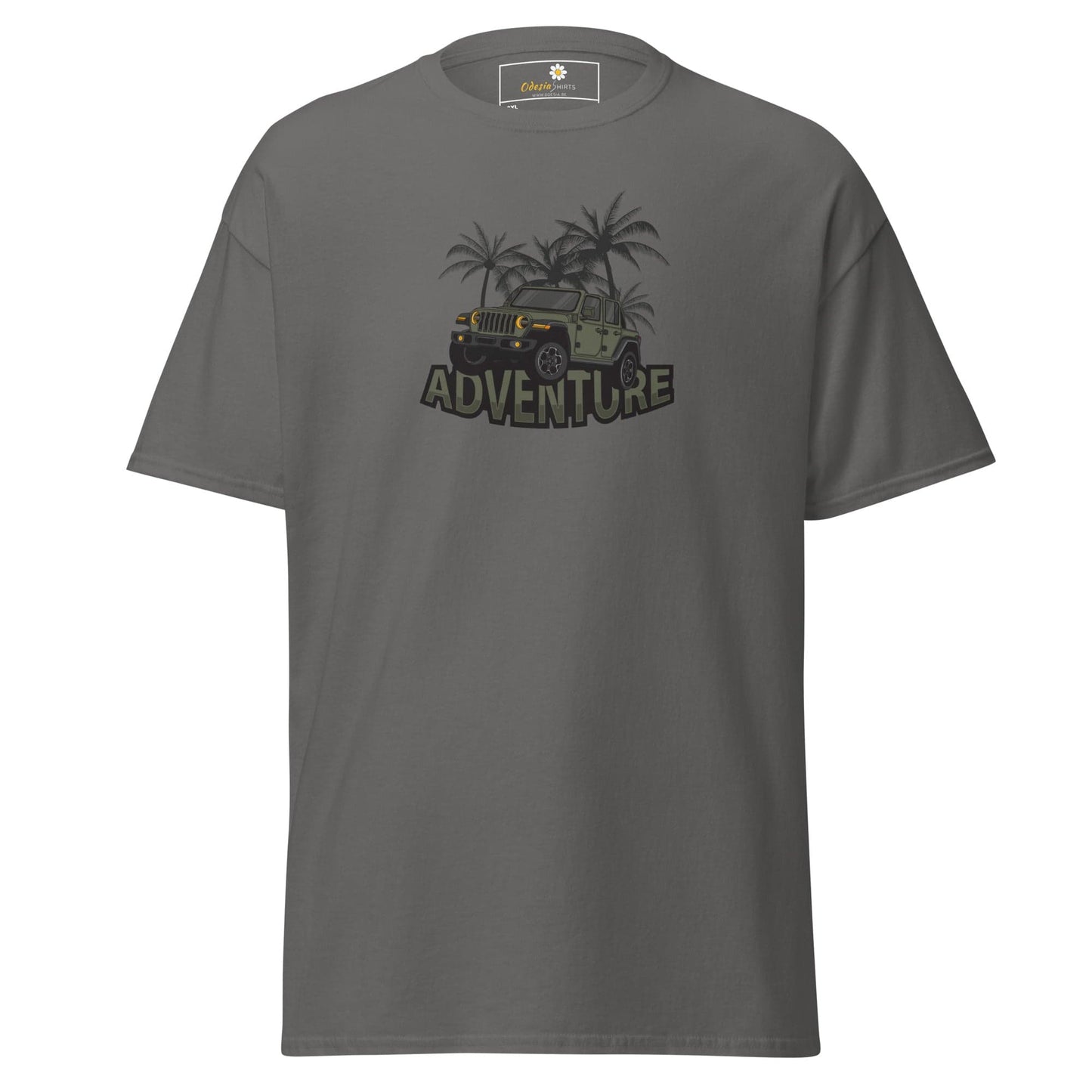 Gray T-shirt with adventure graphic suitable for Men and Women sizes 2XL to 5XL