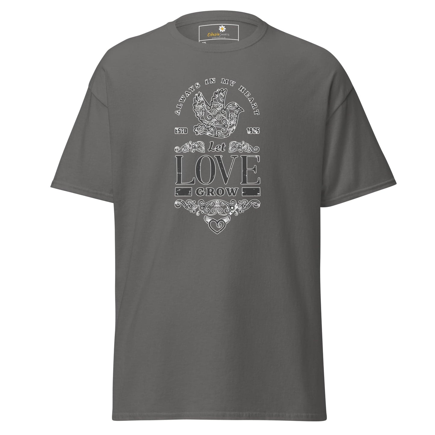 Gray graphic T-shirt for men and women in size 2XL to 5XL