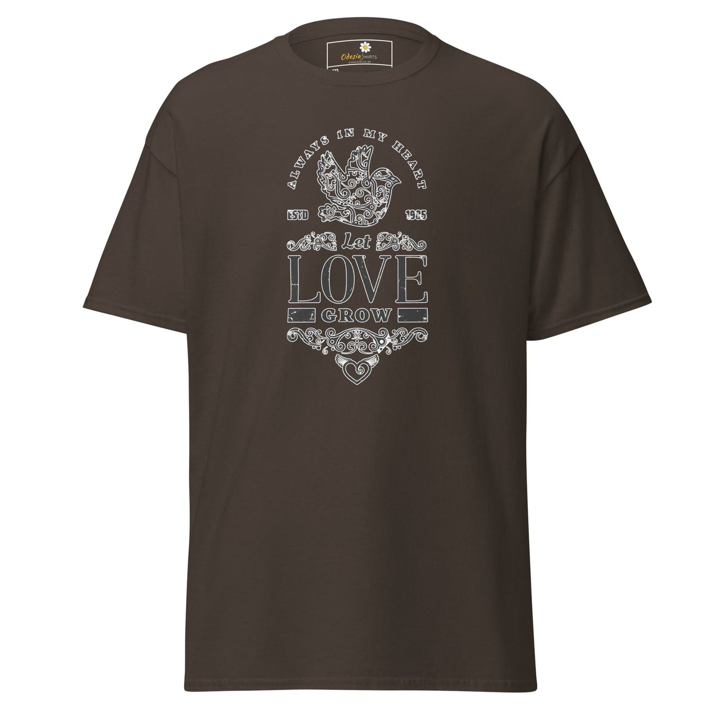 Brown T-shirt with white graphic from T-SHIRT DESIGN TEE for Men and Women sizes 2XL to 5XL