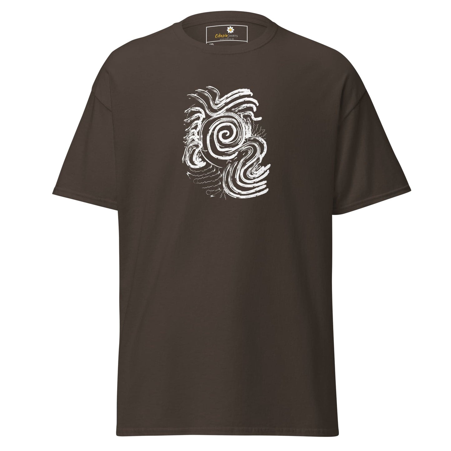 Brown T-shirt with white abstract design for Men and Women in 2XL to 5XL sizes