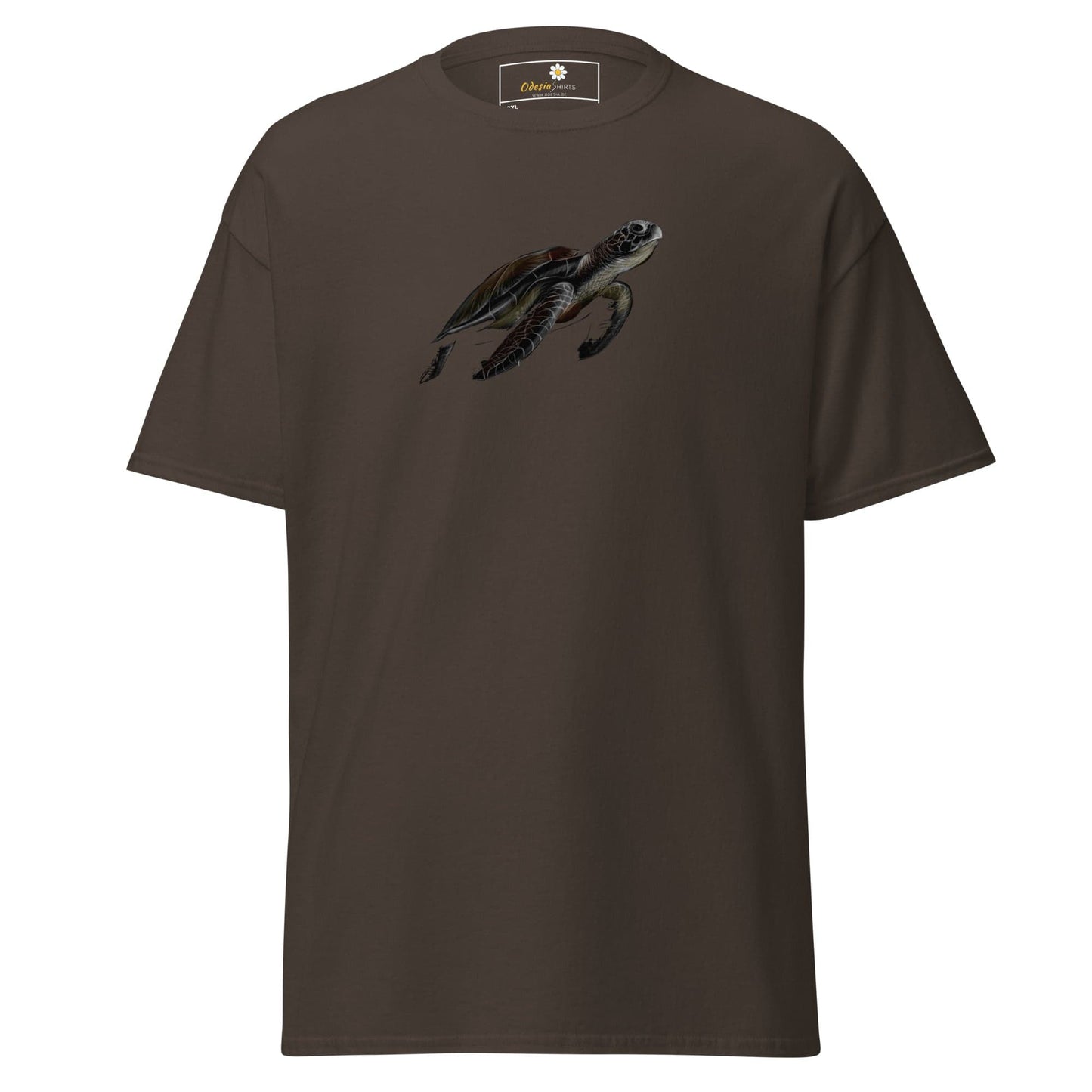 Brown T-shirt with turtle graphic from T-SHIRT DESIGN TEE for Men and Women in 2XL to 5XL